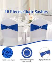 Bộ 10 chiếc/20 chiếc/50 chiếc Dây đai ghế đàn hồi màu xanh lá cây chanh/hồng/xanh dương hoàng gia/đỏ/xanh lá cây đậm/vàng/trắng có khóa thắt nơ, thích hợp cho đám cưới, tiệc tùng, tiệc chiêu đãi, sự kiện, lễ nghi, tiệc chiêu đãi, trang trí, sinh nhật và nhiều dịp ý nghĩa khác - Nhiều màu - Xem 8