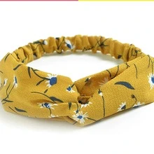 1 件装春季美丽十字弹力头带雪纺头带女士头带发饰头箍发圈 - 黃色 - 查看 2