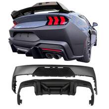 Rear Bumper Conversion W/ Diffuser Lip For 2024-2025 Fords' Mustang 7th Gen S650, PP OE Style Unpainted Rear Bumper Cover Rock Style Matte Black Rear Diffuser 5PC Best Car Styling Accessories For New Year - 霧面黑色後擴散器和未塗漆桿蓋 - 查看 1