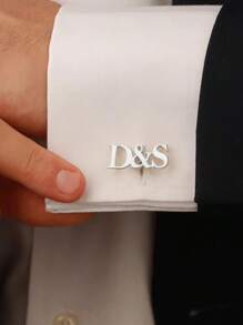 1 Pair Customized Groom Initial Cufflinks, Stainless Steel Simple Design, Personalized Jewelry, Wedding Gift, Engraved, Stainless Steel Material