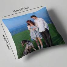 1 pièce Taie d'oreiller photo personnalisable DIY - Housse de coussin avec image personnalisée, convient aux couples, amis et amateurs d'animaux de compagnie - Polyester durable, tissu ultra doux, blanc - Cadeau parfait pour l'anniversaire et la décoration d'intérieur, Housse de coussin personnalisée, Imprimez le cadeau Taie d'oreiller