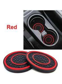 2 piezas Premium Almohadilla antideslizante de silicona de 2.75 pies para el panel de control central - Goma de alta calidad, a prueba de polvo, diseño a juego en rojo y negro - Perfecto para proteger el interior de tu automóvil