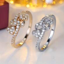 1 件女士时尚简约优雅方晶锆石装饰戒指，适合派对、约会、日常佩戴配饰 - JZ20727 - 查看 11