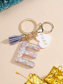 1 件创意 26 个字母钥匙扣，儿童背包配件，蝴蝶字母吊坠钥匙扣，适合女孩