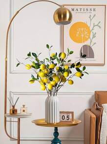 1 Stück mit 5 gelben Früchten, Zitronen Früchte, Zitronenzweige, 94 cm künstliche Blumenzweige, geeignet für Heim, Hochzeit und Party Dekoration - frische und lebendige Frucht Dekoration, passend für Tische und Vasen