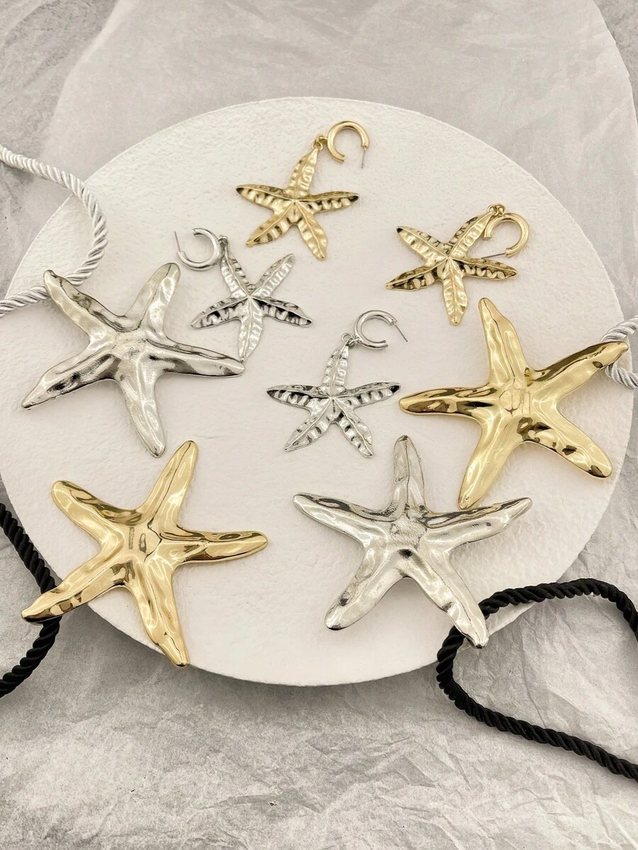 3 件套海星首饰套装 - 锌合金吊坠耳环和女士吊坠项链、海滩度假首饰、夏季防水首饰礼物、波西米亚风海洋主题首饰，适合日常装扮、生日母亲节 - 風格3 - 查看 1