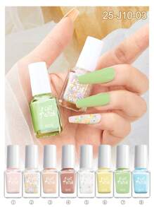 8 件/套 6ml 马卡龙色指甲油套装，彩色指甲油水性亮光珐琅，凝胶抛光底漆和面漆，适合女士、女孩沙龙、DIY 家庭美甲、节日庆祝、情人节礼物