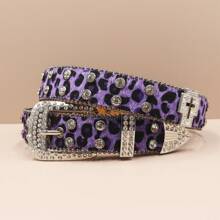 Fashion Belts For Men Designer Bb Belts Simon Rhinestone Belt With Cross Bling Rhinestones Summer, School Fall, Autumn, Halloween Autumn-Winter Accessories,Suitable For Teens, Youth,Men,Casual, Outdoor, Athletic, Vacation, Graduation Gifts, Birthday, Daily Wear - Multicolor - View 2