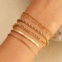 4pcs Set Hip-Hop Snake Bone Chain Alloy OT Clasp Bracelet, Suitable For Women's Daily Wear