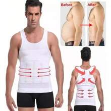 4 Pieces Men's Girdle Tank Top Slimming Shapewear Shirt Black, White, Blue And Gray - 彩色 - 查看 3