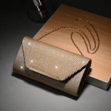 Luxury Envelope Evening Clutch Bag New Bright Grain Wrinkle Textured Long Hardware Shoulder Bag Wedding Handbag For Wedding Bag