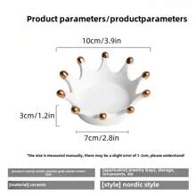 1 件装饰陶瓷珠宝托盘，欧式奢华皇冠形状盘子，用于存放戒指、手镯、项链、钥匙，也可用作烛台或装饰品 - 白色 - 查看 12