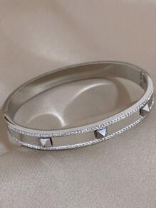 1 Pc Elegant Studded Bangle Bracelets For Women Teen Girls Stainless Steel Cuff Bracelet Daily Party Jewelry Gifts