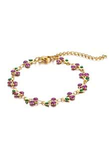 1pc Stainless Steel 18K Plated Cherry Oil Drip Bracelet, Multi-Color, Fashionable Ins Style Suitable For Party, Dating, Office Ladies - Cherry Bracelet - View 4