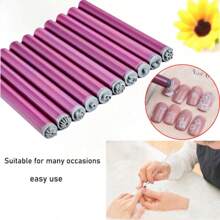 10pcs/6pcs Nail Stamping Plates Brush, Non-Repeating Patterns, Easy Operation, Fast Stamping Flower Designs For Home & Business Use - Hot Pink - View 3