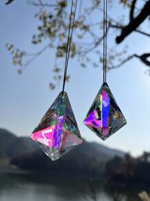 1 Stück großer Kristall Sonnenfänger Prisma, Glas Prisma zum Aufhängen als Sonnenfänger, Regenbogenerzeuger für Fenster, Balkon, Küche, Garten Dekoration, Feiertage, Feste