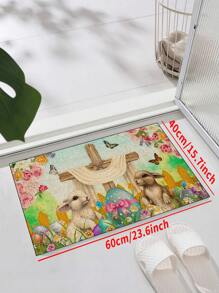 1 pieza Alfombra de interior con fondo beige, rejilla vertical, tema de Pascua, felpudo creativo de entrada, decoración del hogar, alfombra antideslizante para piso, accesorios de dormitorio, accesorios fotográficos, decoración exterior, manta, alfombra de área, regalo - Multicolor - Ver 5