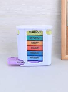 1pc 28 Compartments, 7 Days A Week Portable Pill Box, Color Design Stackable Pill Box, Home Medicine Storage Box, Travel Essentials Pill Box - Multicolor - View 8