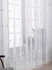 1 件高端刺绣薄纱窗帘，北欧风格，适用于卧室、客厅、餐厅，白色