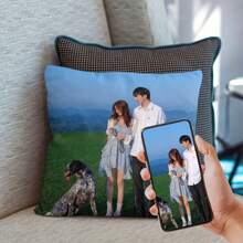 1 pièce Taie d'oreiller photo personnalisable DIY - Housse de coussin avec image personnalisée, convient aux couples, amis et amateurs d'animaux de compagnie - Polyester durable, tissu ultra doux, blanc - Cadeau parfait pour l'anniversaire et la décoration d'intérieur, Housse de coussin personnalisée, Imprimez le cadeau Taie d'oreiller