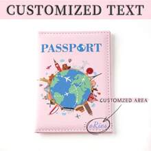 Capa Personalizada de Mapa Cartoon Impresso em Cores, Proteção de Passaporte, Porta-Documentos Multifuncional, Porta-Passagem Aérea, Capa de Passaporte e Tag de Bagagem, Presentes de Festa de Casamento