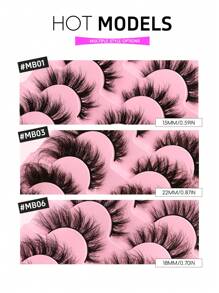 8 Pairs False Eyelashes 3D Fluffy Dramatic Eyelashes Fluffy Thick Lashes Volume Natural Look Fake Lashes Soft Fluffy Makeup Tools - Black - View 6