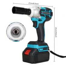 21V Compact Wireless Impact Wrench Set, 258ft LBS Torque, Includes Drilling Kit And Carrying Case, Includes Lithium-Ion Battery And Charger, 0.87-Inch Sleeve, Suitable For Home Repairs, Perfect For DIY And Small Car Tire Work - Blue - View 2