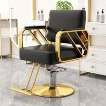 Silla Clasica Premium Barberia Estetica Giro 360° Neumatica Silla Clasica Premium Barberia Estetica Giro 360° Neumatica Sillon Barberia Estetica Peluqueria Neumatica Silla Barbero Forma De La Base Redonda Tipo ,Negro y dorado - Negro - Ver 2