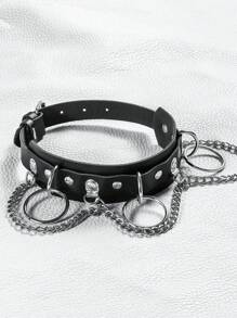 1PC Punk Gothic Necklace Dark Metal Decoration Y2K Necklace Body Harness Accessories - Black - View 1