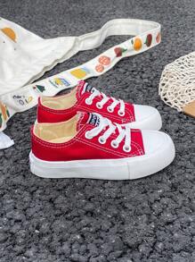 OPOEE White Cloth Shoes Baby White Shoes Middle Sneakers Children's Canvas Shoes Spring And Autumn Korean Version Simple Boy And Girl Shoes Fashion Low-Top Casual Lace-Up Track Shoes Classic Low-Top Canvas Shoes All Casual Sports Skateboard Children's Shoes