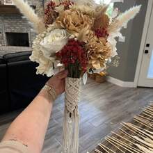 1pc Hand Woven Floral Lace Tied Decor Macrame Bohemian Style Wedding Flower Bouquet Decorative Ribbons & Bows Gifts Birthday Graduation