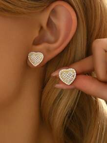 1 Pair Of Super Shiny Heart Earrings S925 Sterling Silver Elegant And Delicate Ladies Earrings Fine Jewelry Gift Holiday Gift Birthday Gift For Women Daily Wear - Super Shiny Heart Earrings - View 3