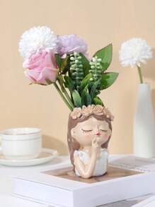 1 chậu hoa thiết kế hình cô gái dễ thương, chậu cây trang trí nhà cửa - Nhiều màu - Xem 5