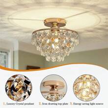 Light Luxury Crystal Chandelier, Ceiling Light, Loft Light, Candelabra Chandelier, Semi-Recessed Small Ceiling Pendant, E26 Socket, Suitable For Bedrooms, Bathrooms, Wardrobes, Living Rooms, Hallways, Entryways, And Kitchens In A Country Style (Bulb Not Included) - Crystal Ceiling Chandelier - View 5