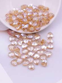 24pcs 8mm Iridescent Glass Crystal Heart-Shaped Beads, Faceted Heart Loose Beads For Necklace, Bracelet, DIY Jewelry Craft, Clothing And Gift Accessory