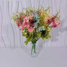 Conjunto de 5 flores artificiais de margarida silvestre, buquê de flores silvestres artificiais resistentes a raios UV, plantas verdes artificiais a granel para vaso, decoração de casa para a primavera, decoração de jardim, planta de exterior, jardinagem, flores artificiais, decoração de outono, outono