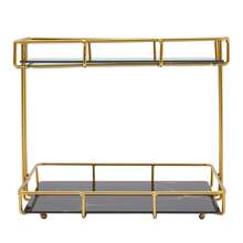 Rainaut 2 层可调节化妆品收纳架台面，金属架浴室柜台铁艺收纳架和储物架，适用于香水梳妆台厨房浴室（黑色）[送给家人和朋友的最佳礼物] 家居浴室装饰浴室收纳夏季返校