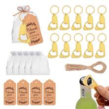 10 Sets Of Wedding Party Favor Foot Shaped Bottle Openers Wedding Party Favor Baby Shower Supplies With Keychains And Transparent Stiff Gauze Bags