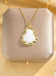 1 collier pendentif Bouddha en jade élégant rétro (l'emballage n'inclut pas de boîte-cadeau)