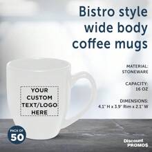 Custom Large Coffee Cups 16 Oz. Set Of 50, Personalized Bulk Pack - Perfect For Tea, Espresso, Cappuccino, Hot Cocoa - White - Nhiều màu - Xem 4