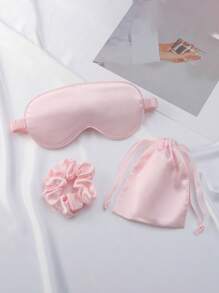 1 Set Satin Sleep Eye Mask, Satin Sleep Mask, Hair Scrunchie, Blackout Eye Mask, Eye Shade, Bridesmaid Gift, Pink. Satin Sleep Mask, Durable Pink Sleep Mask, Blackout Eye Mask, Unisex, Soft & Breathable Blackout Eye Mask, Travel Essential, Bridesmaid Gift - Multicolor - View 7