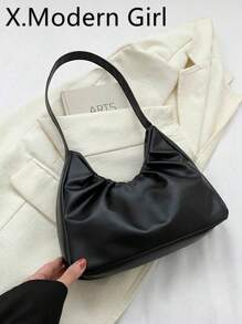 Elegant & Fashionable Design Shoulder Bag, New Solid Color Pleated Fresh Underarm Handbag, Spring/Autumn Valentines