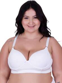 Sutiã Reforçado Renda Bojão Soutien Plus Size Sustentação - Branco - Visão 3