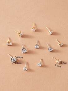 12 sztuk/zestaw Minimalistyczny zestaw wieloelementowych kolczyków z cyrkonii