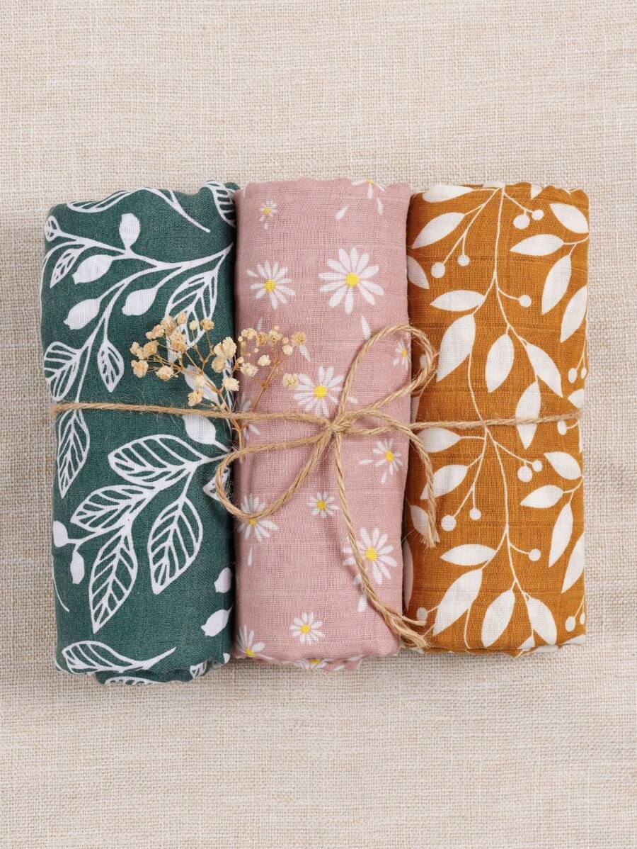 3 paquetes de mantitas de muselina para envolver bebés niños y niñas, manta recibidora de gran tamaño, manta de bebé de muselina suave y transpirable para recién nacidos unisex - Multicolor - Ver 1