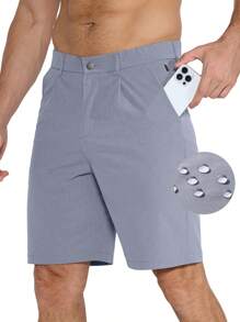 Men's 9" Golf Shorts, Stretch Quick Dry UPF 50+ Lightweight Flat Front Shorts With 5 Pockets For Hiking & Work