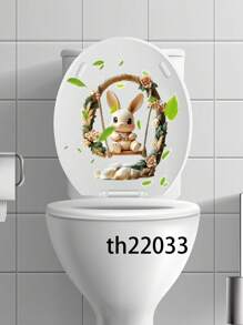 1 件可爱兔子复活节马桶座贴纸、卡通兔子复活节彩蛋和绿叶马桶贴纸、PVC 自粘浴室墙贴、春季蝴蝶墙贴、家居装饰乙烯基贴花、春季蝴蝶元素墙贴装饰品让您的家焕然一新、Rama 装饰贴纸 - 11.81*11.81 英寸 - 彩色 - 查看 12