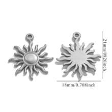 5pcs Stainless Steel Fashionable Hundred Sun Moon Heart Pendant DIY Necklace Earrings Jewelry Accessories Making Daily Wear Gifts