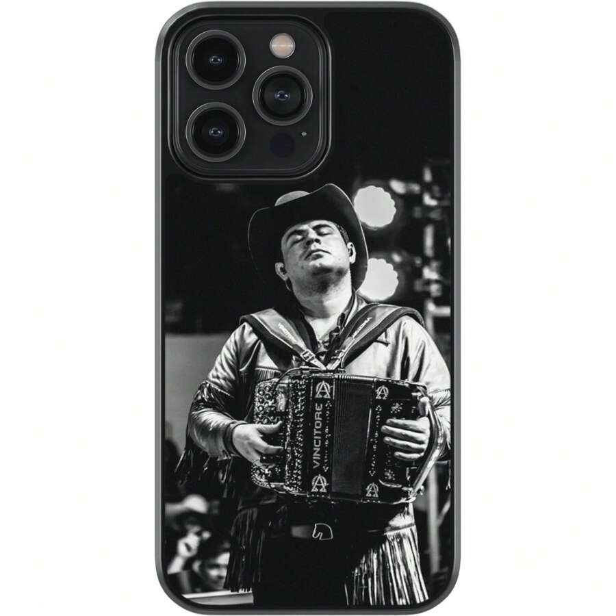 FUNDA PARA CELULAR USO RUDO DISEÑO ARTISTAS CANTANTE ALFREDO OLIVAS CORRIDOS #3 PROTECTORA ANTICAIDAS SILICON HECHO EN MEXICO - Negro - Ver 1