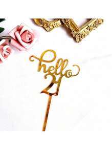 1 件/3 件 18 21 30 40 岁生日快乐蛋糕装饰金色亚克力蛋糕装饰适用于生日派对蛋糕装饰 - 金色 - 查看 14